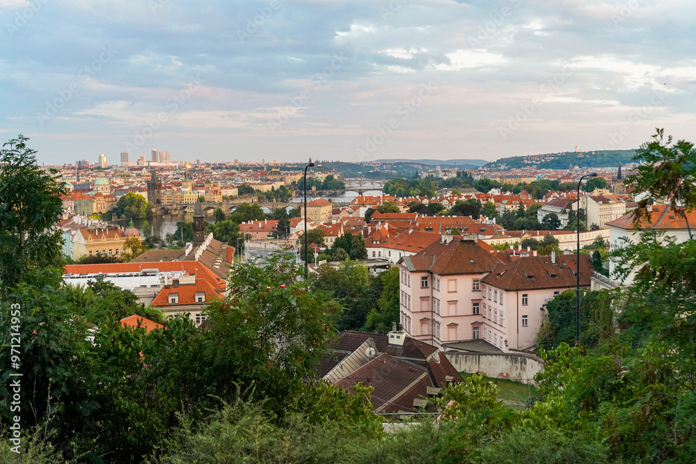 Obraz premium panoramic viewpoint of Prague from the Queen Anne pavilion and royal gardens
