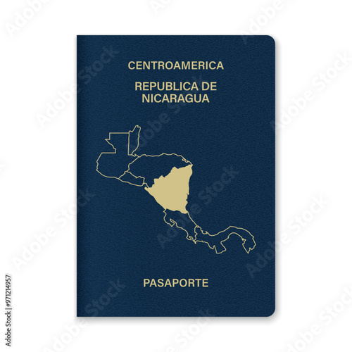 Nicaragua Passport Cover with Gold Emblem and Text
