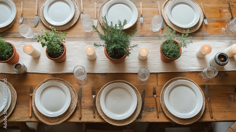 Elegant minimalist Thanksgiving dinner setup with eco-friendly decorations and soft ambient lighting Elegant minimalist Thanksgiving dinner setup with eco-friendly decorations and soft ambient lighting