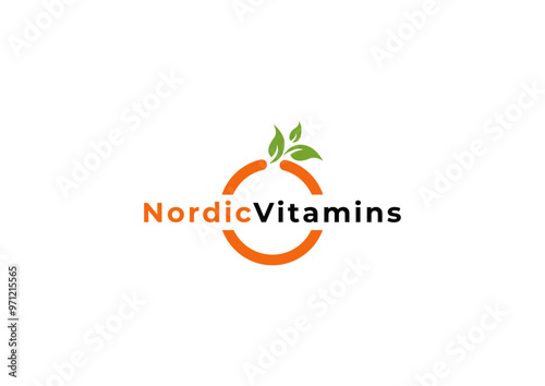 NordicVitamins, vitamins, orange, leaves, fruit, logo, design, icon, text, texts, letter, letters, food, health, vitamin c, professional, clearn, template, logo, creative, idea., leaf, eco, nature, tr photo