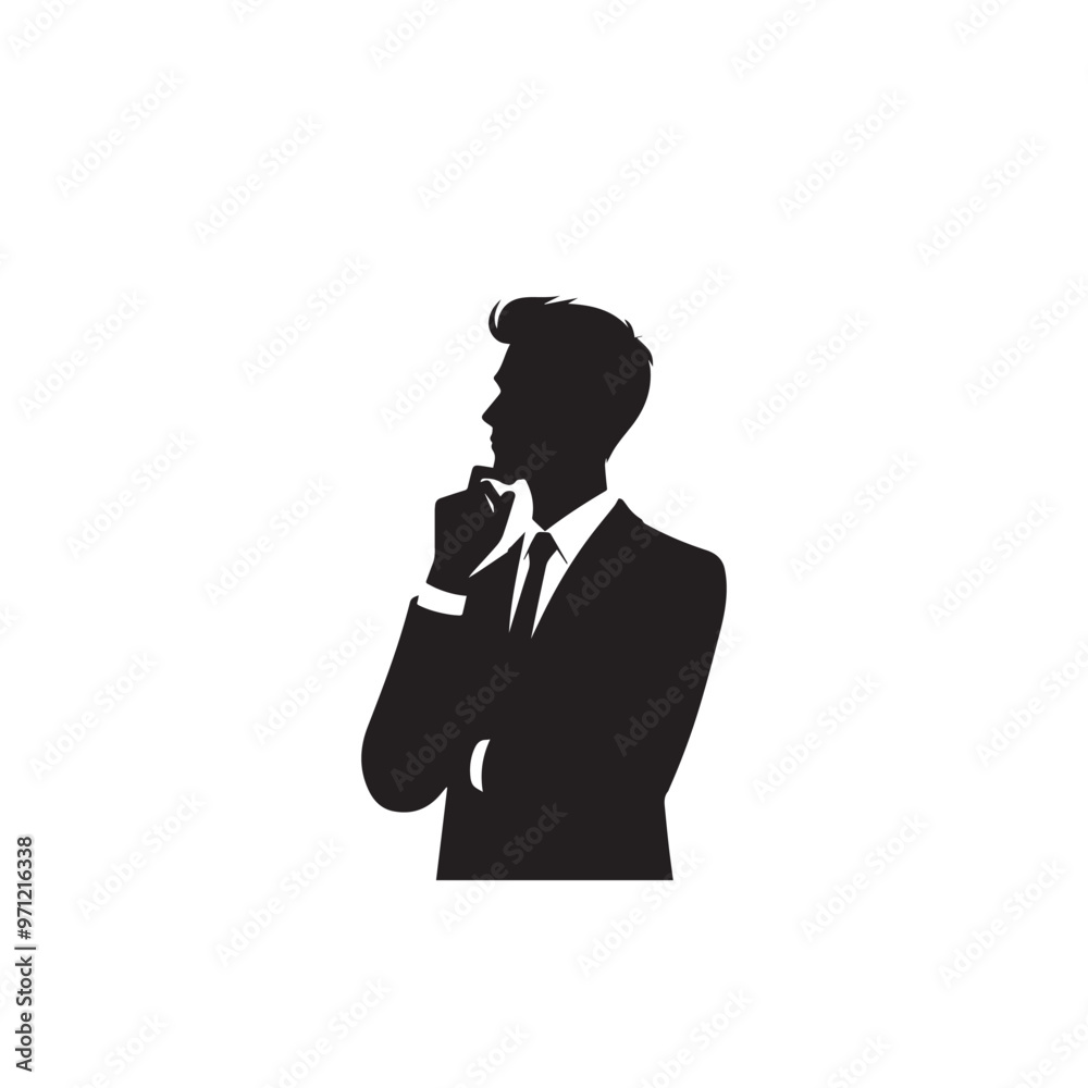 Business man thinking silhouette. Professional man standing. Business man thinking logo, vector design. Business man thinking silhouette. Professional man standing. Business man thinking logo, vector design.