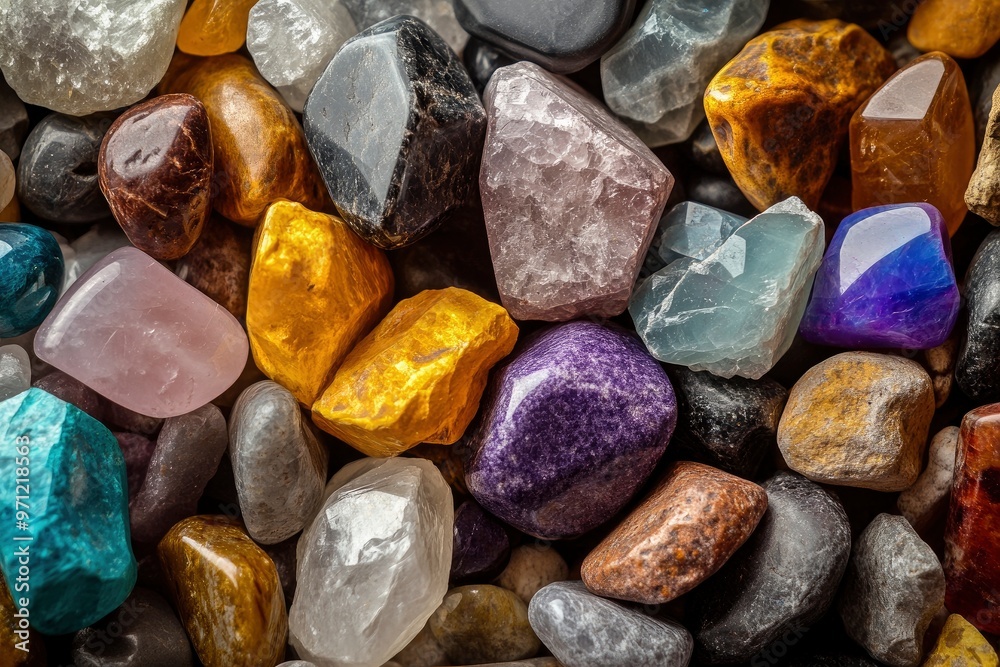 Colorful stones of different shapes. A close up of different colored stones with generative ai Colorful stones of different shapes. A close up of different colored stones with generative ai
