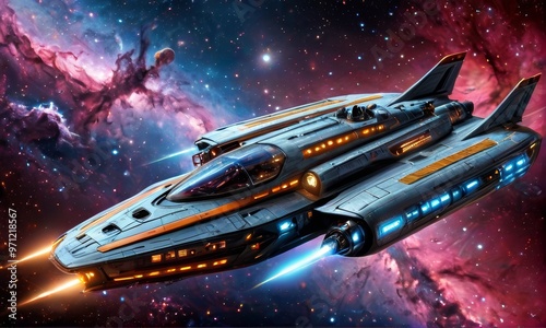 Wallpaper Mural Starship Soaring in Nebula Torontodigital.ca