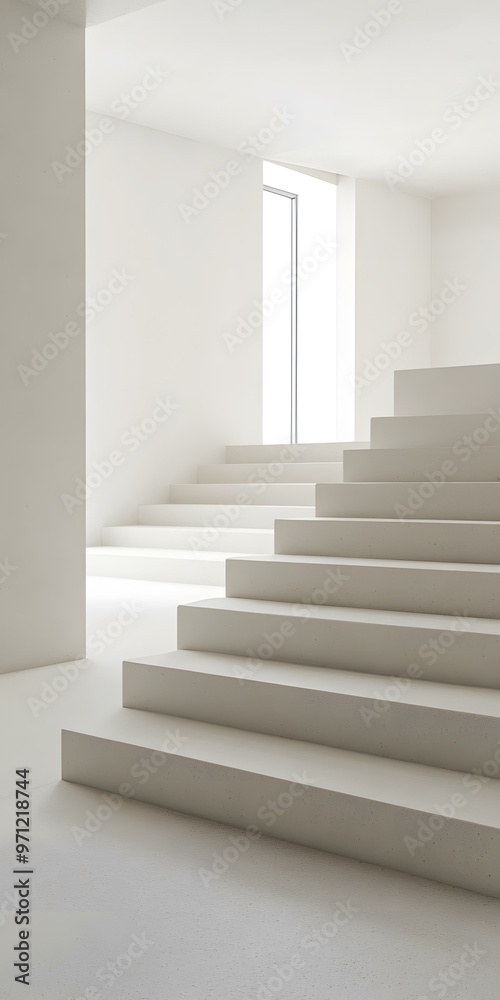 Minimalist White Interior Design with Staircase and Window Minimalist White Interior Design with Staircase and Window