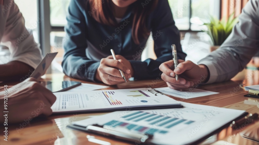Business Meeting Table Charts Analysis Planning Business Meeting Table Charts Analysis Planning