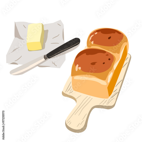 Bread and butter vector cartoon