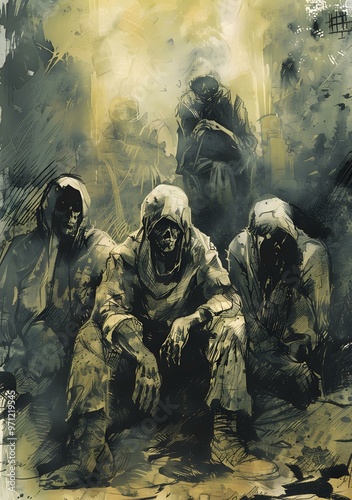 Hooded Figures in a Dark Setting