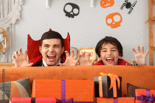 Scary little boy and his fa...