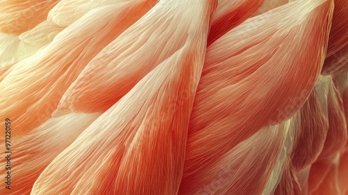 Close-up view of colorful muscle fibers, showcasing intricate textures and gradients. Perfect for biological and artistic themes.