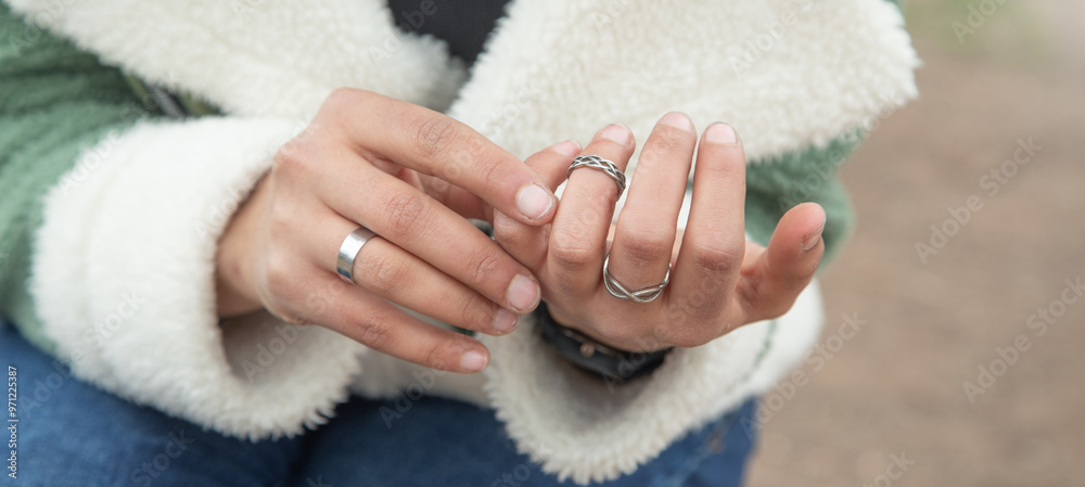 Caucasian young girl wearing beautiful ring. Caucasian young girl wearing beautiful ring.