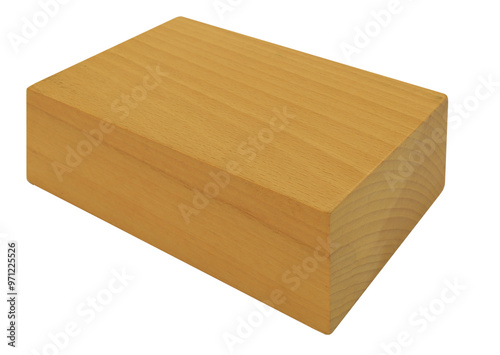 Wooden school geometric solid cuboid for geometry classes isolated on white background. Learning items concept