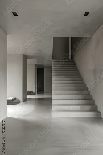 Minimalist Concrete Staircase in Modern House Interior