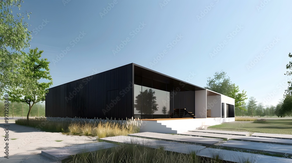 Modern Minimalist House with Large Windows and Open Layout Modern Minimalist House with Large Windows and Open Layout
