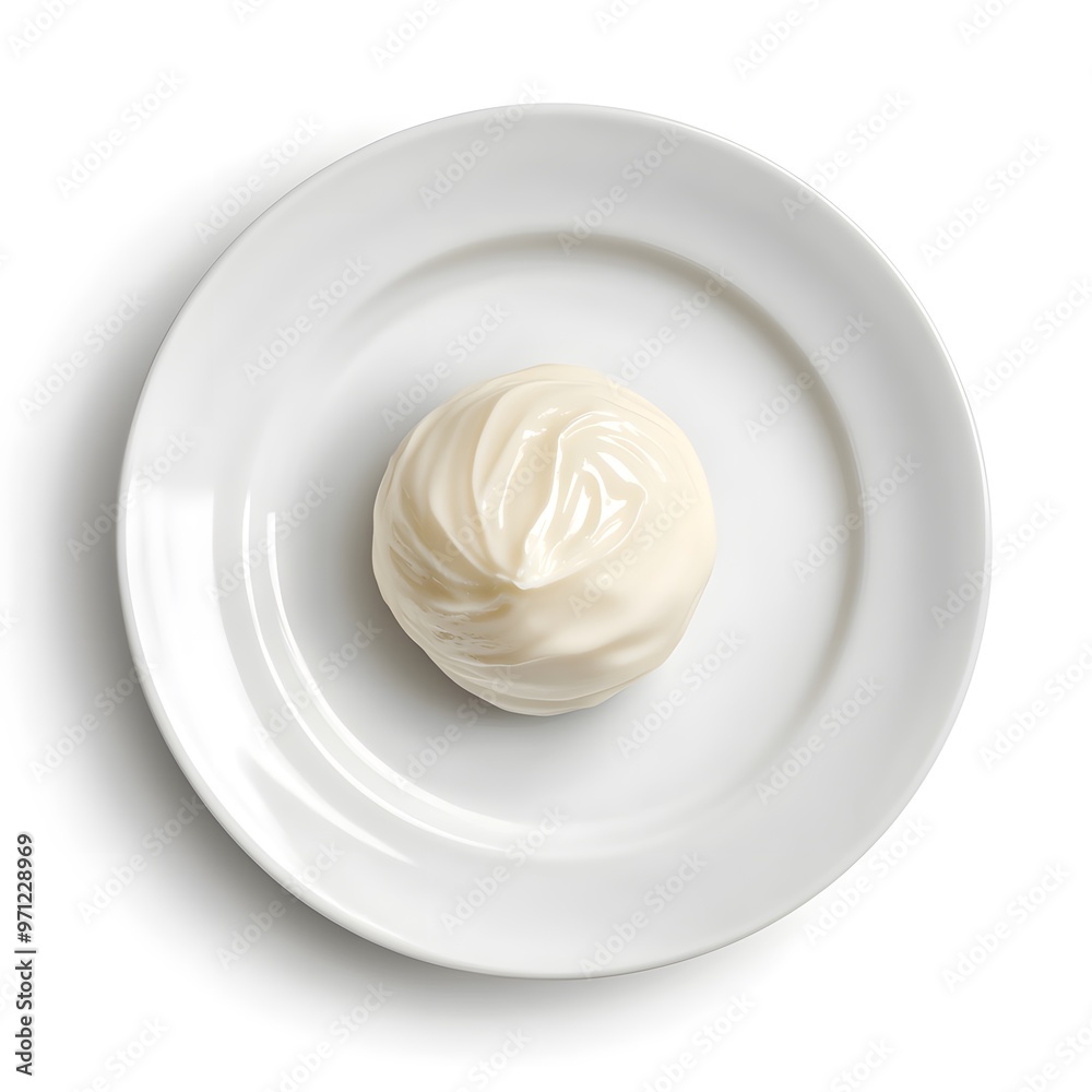 Minimalistic presentation of dumpling on white plate - modern food photography Minimalistic presentation of dumpling on white plate - modern food photography