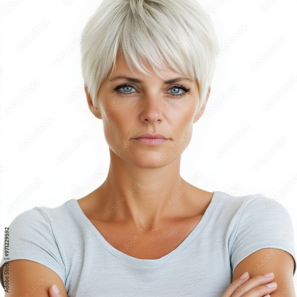 Serious Middle Aged Woman Isolated Serious Middle Aged Woman Isolated