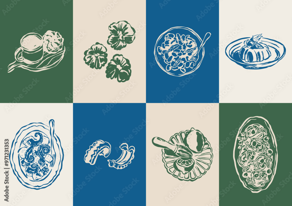 Minimalist hand drawn food and beverages vector illustration collection. Art for greeting cards, wedding invitations, poster design, postcards, branding, logo design, background. Minimalist hand drawn food and beverages vector illustration collection. Art for greeting cards, wedding invitations, poster design, postcards, branding, logo design, background.