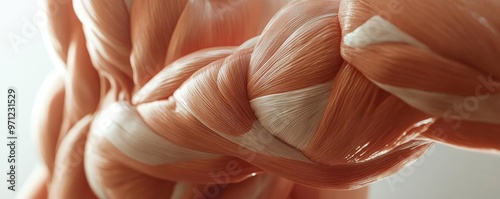 Close-up image showcasing a detailed view of muscular fiber, highlighting anatomy and structure with realistic textures.