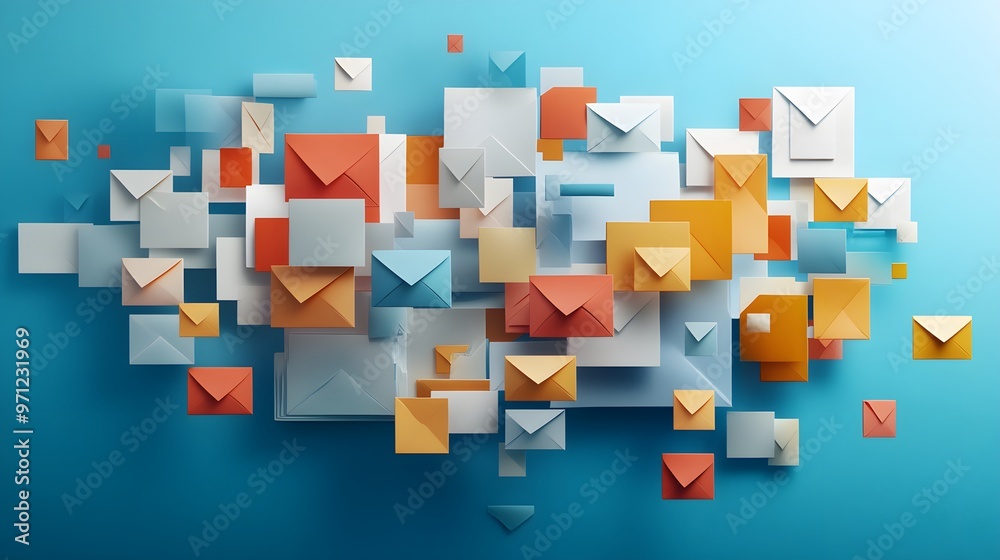 Colorful Envelopes on Blue Background. Colorful Envelopes on Blue Background.