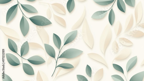 Wallpaper Mural Organic background with delicate leaves and vines, softly intertwined, creating a subtle floral pattern Torontodigital.ca