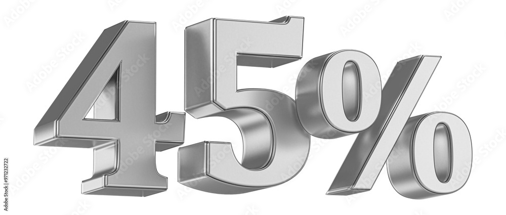45 Percent Off Sale . Silver Number Promotion 45 Percent Off Sale . Silver Number Promotion
