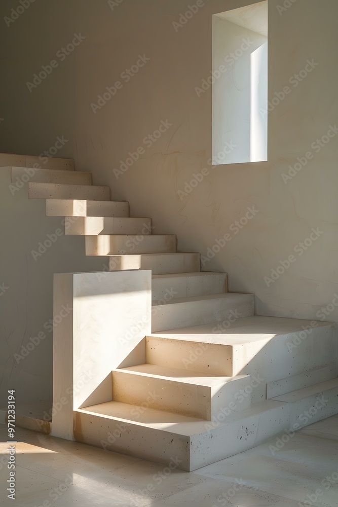 Fototapeta premium Concrete Staircase with Sunlight Through Window