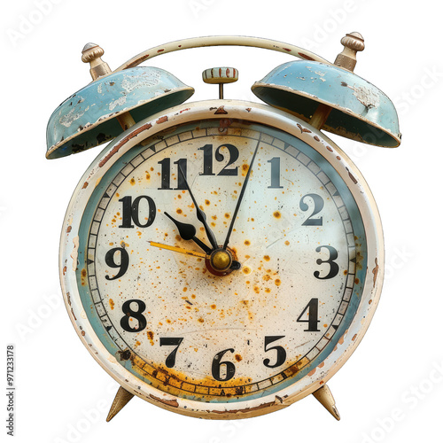 old alarm clock on transparent background png