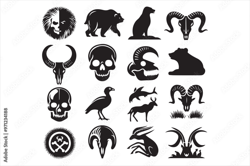 Animal skull silhouette, icons set 27.eps Animal skull silhouette, icons set 27.eps