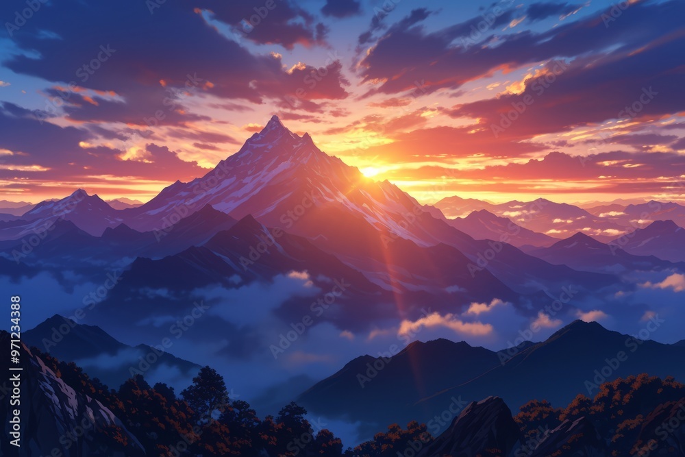 Breathtaking Sunrise over Majestic Mountain Range - Himalayas at Dawn Breathtaking Sunrise over Majestic Mountain Range - Himalayas at Dawn