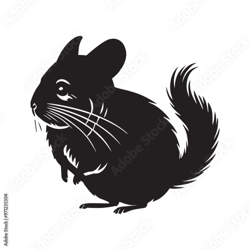 Chinchilla silhouette Clipart - Chinchilla vector illustration in black and white 
