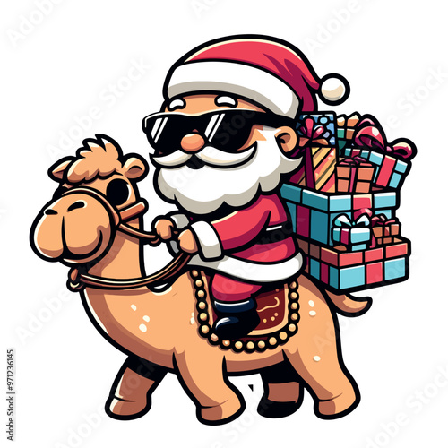 santa claus with a camel