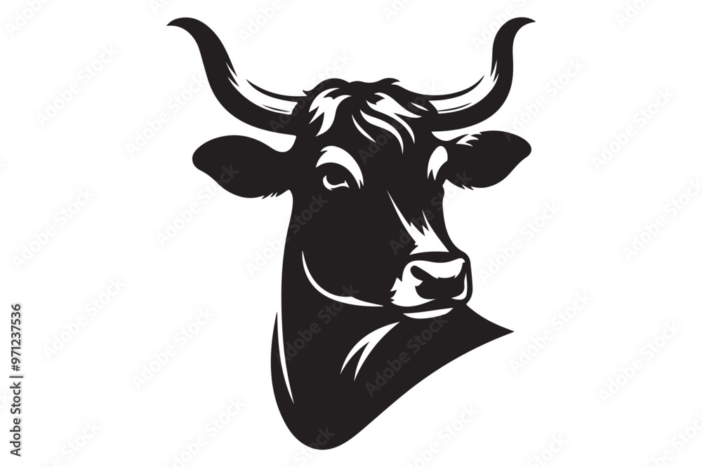 Naklejka premium Cow head clipart silhouette 8.eps