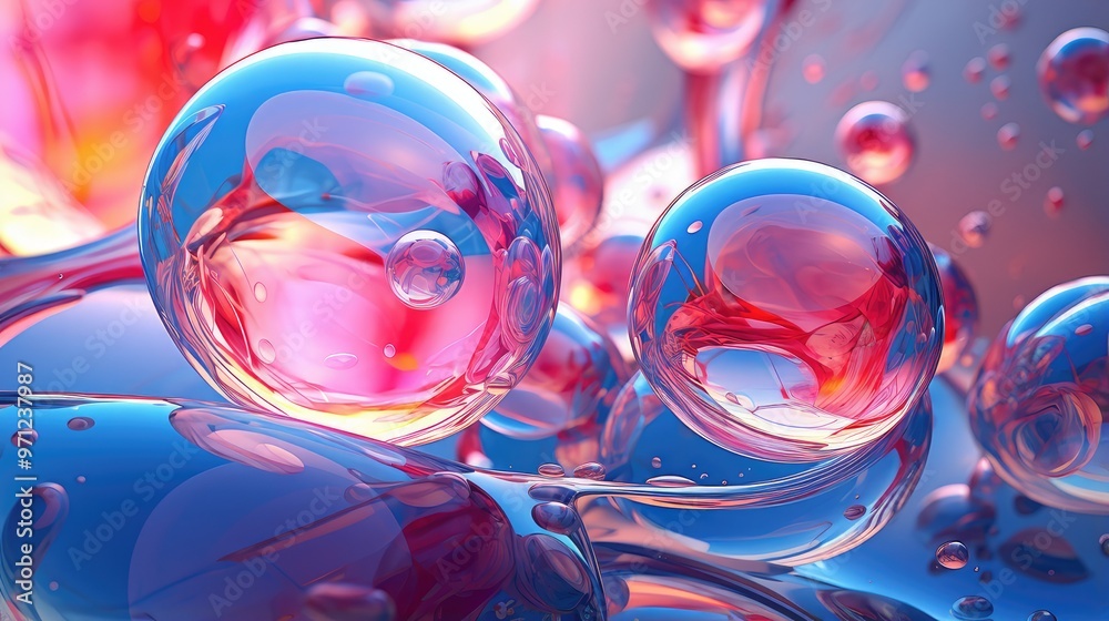 A vibrant close-up of colorful bubbles suspended in a liquid, showcasing reflections and light interplay. A vibrant close-up of colorful bubbles suspended in a liquid, showcasing reflections and light interplay.