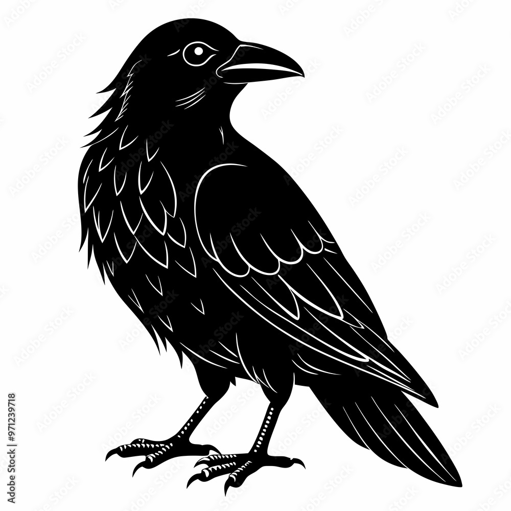 Fototapeta premium Halloween Bird Black silhouette