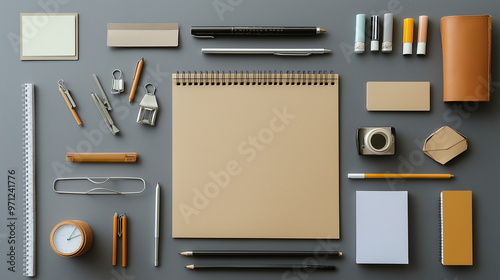 knolling of stationery