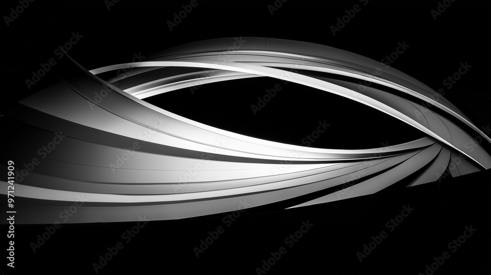 Fototapeta premium clean all black background with flowing shapes abstract background