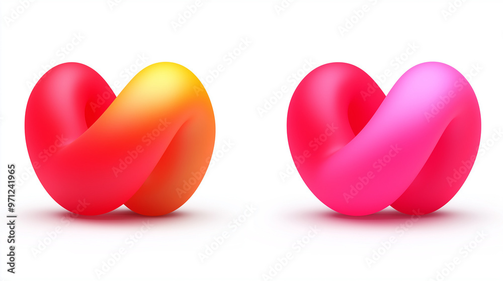 two creative red hearts with clean white background two creative red hearts with clean white background