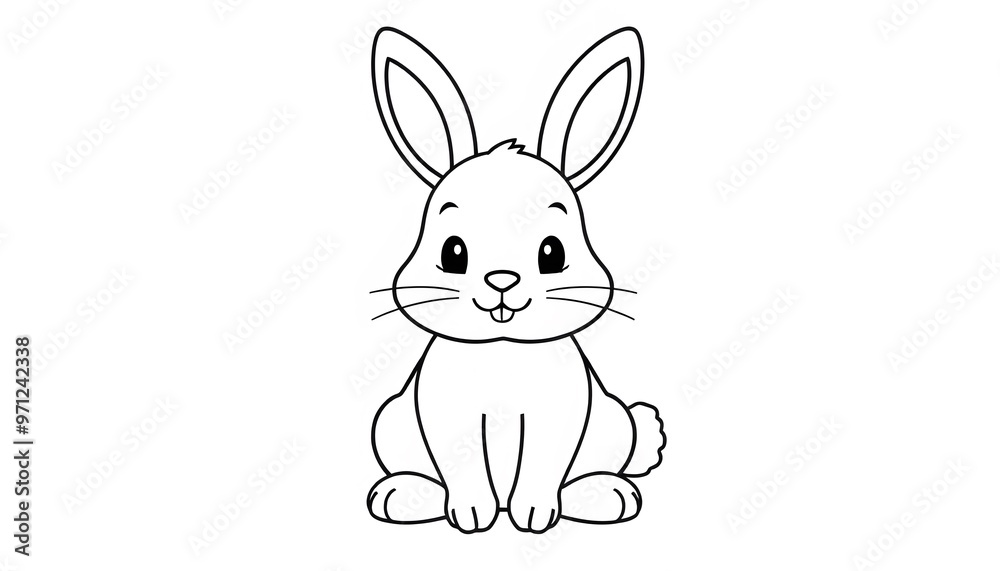 Obraz premium Cute Rabbit Cartoon Illustration for Kids Coloring Pages