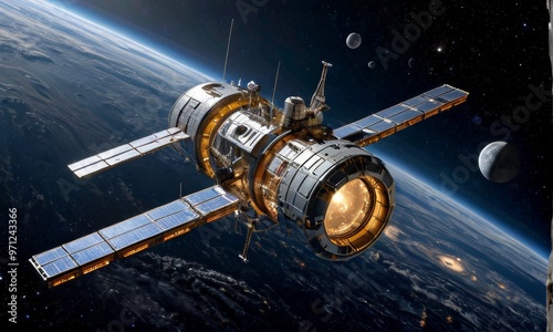 Wallpaper Mural Advanced Space Station Orbiting the Moon In Galaxy Torontodigital.ca