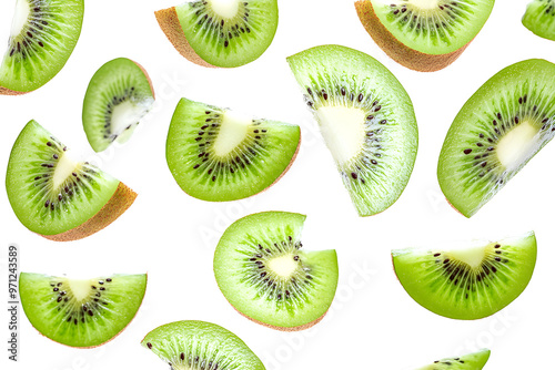 kiwi slices flying isolated on transparent or white background, png