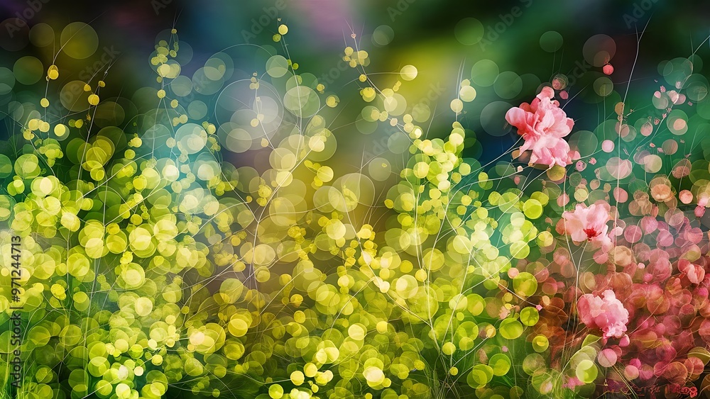 Naklejka premium An abstract spring background with bokeh effects.