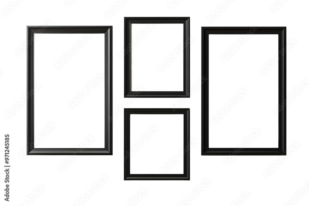 set of frame mockup black border isolated on transparent or white background, png set of frame mockup black border isolated on transparent or white background, png