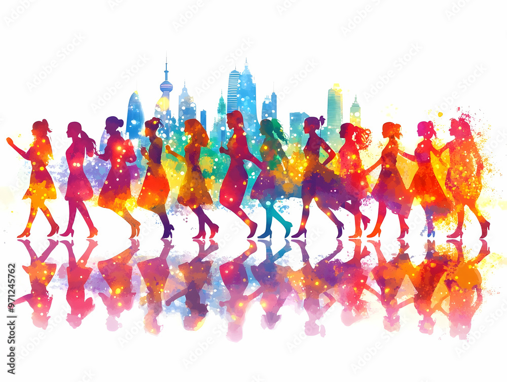 Fototapeta premium Illuminated Flat Cultural Procession: Abstract Digital Art with Sparklers and Rangoli Patterns Creating a Vibrant Celebratory Atmosphere in Vector Illustration