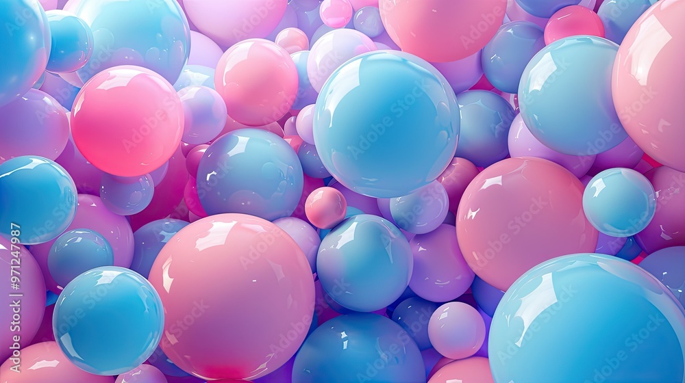 A vibrant collection of glossy spheres in pink and blue hues, creating a playful and abstract visual composition. A vibrant collection of glossy spheres in pink and blue hues, creating a playful and abstract visual composition.