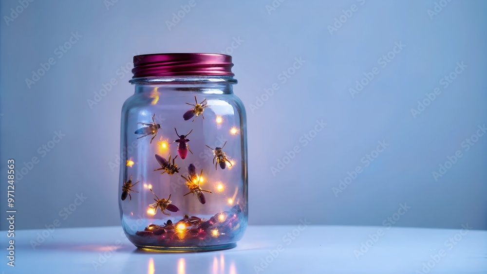 Fireflies in the lentern, front view. Fireflies in the lentern, front view.