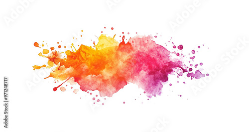 Multicolored watercolor splashes isolated on transparent background