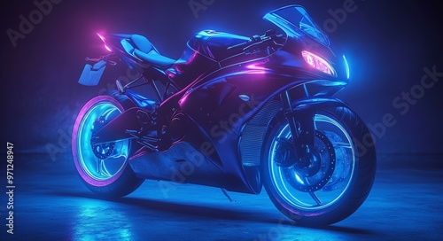 Futuristic Motorcycle in Neon Lights