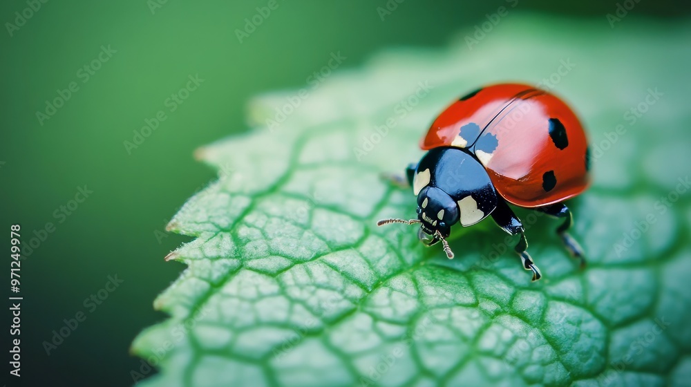 Leaf-perched ladybug. Leaf-perched ladybug.