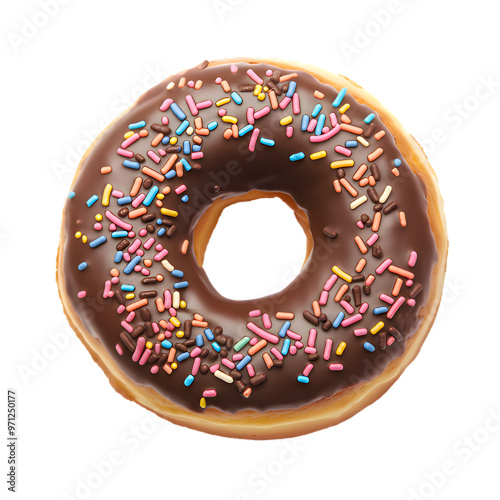 1 chocolate doughnut with sprinkles
