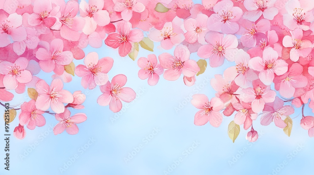 Beautiful cherry blossom branches against a soft blue sky, showcasing delicate pink flowers in spring. Beautiful cherry blossom branches against a soft blue sky, showcasing delicate pink flowers in spring.