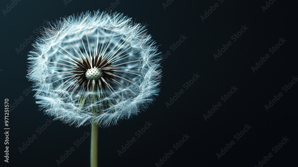 A macro of a dandelion against a black background A macro of a dandelion against a black background